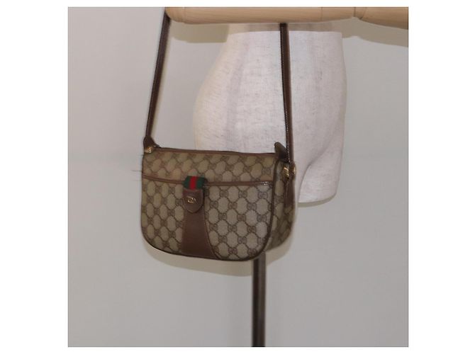Borsa a Spalla Gucci GG Supreme Web Sherry Line PVC Beige 001 754 6177 Auth 135056 - vista 24