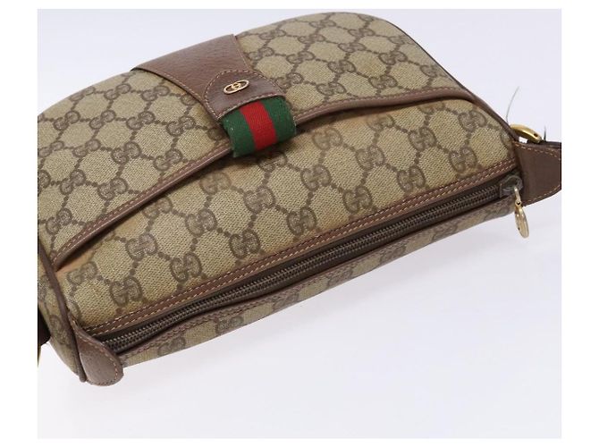 Borsa a Spalla Gucci GG Supreme Web Sherry Line PVC Beige 001 754 6177 Auth 135056 - vista 6