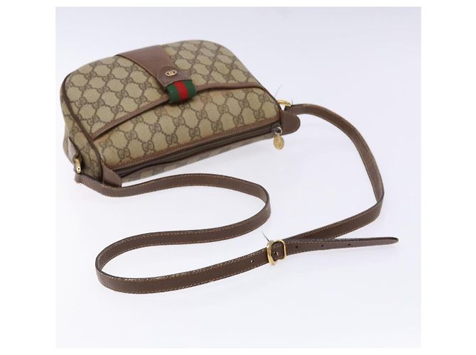 Borsa a Spalla Gucci GG Supreme Web Sherry Line PVC Beige 001 754 6177 Auth 135056 - vista 7