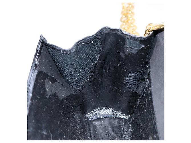 Borsa a Spalla con Catena Salvatore Ferragamo Smalto Nero Oro Auth gh509 D'oro - vista 12
