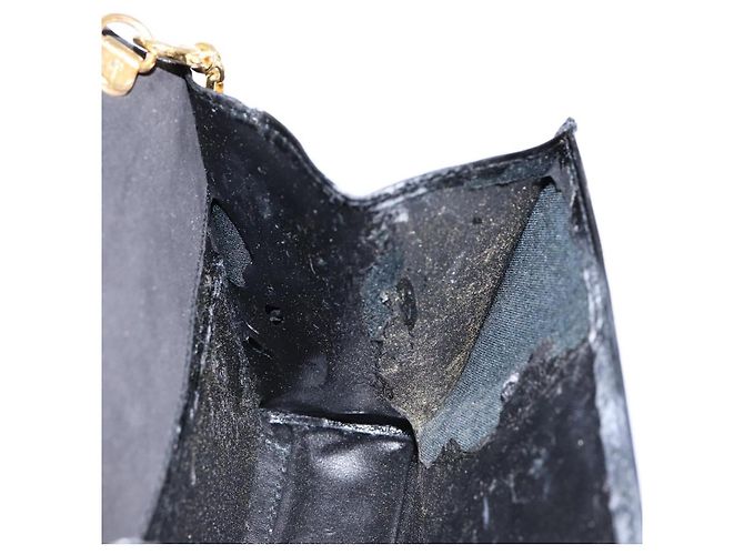Borsa a Spalla con Catena Salvatore Ferragamo Smalto Nero Oro Auth gh509 D'oro - vista 20