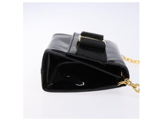 Borsa a Spalla con Catena Salvatore Ferragamo Smalto Nero Oro Auth gh509 D'oro - vista 3
