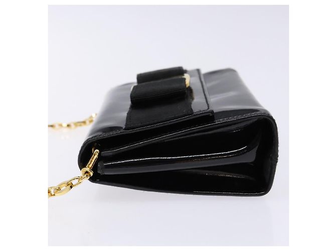 Borsa a Spalla con Catena Salvatore Ferragamo Smalto Nero Oro Auth gh509 D'oro - vista 4
