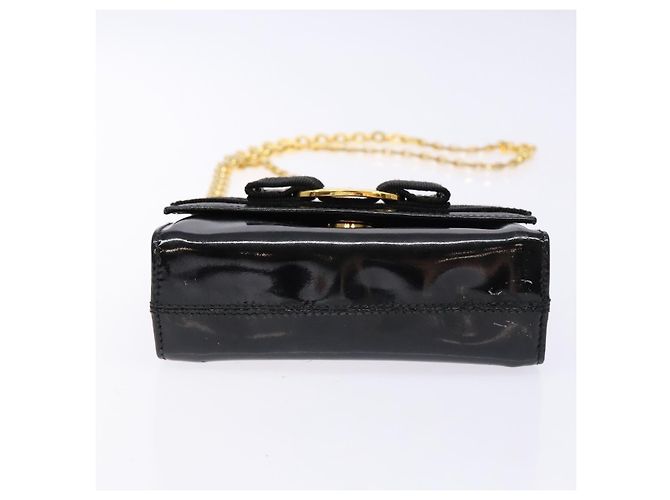 Borsa a Spalla con Catena Salvatore Ferragamo Smalto Nero Oro Auth gh509 D'oro - vista 5