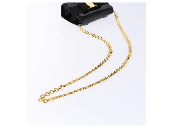 Borsa a Spalla con Catena Salvatore Ferragamo Smalto Nero Oro Auth gh509 D'oro - vista 7