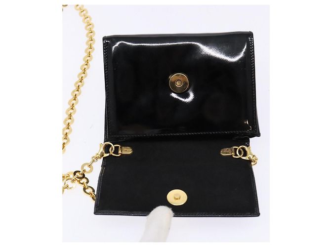 Borsa a Spalla con Catena Salvatore Ferragamo Smalto Nero Oro Auth gh509 D'oro - vista 9