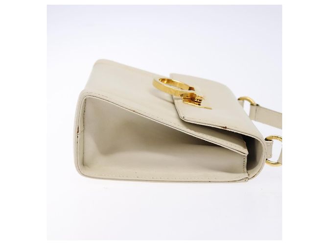 Borsa a Spalla Gancini in Pelle Bianca e Oro Salvatore Ferragamo Auth gh505 Bianco D'oro - vista 3