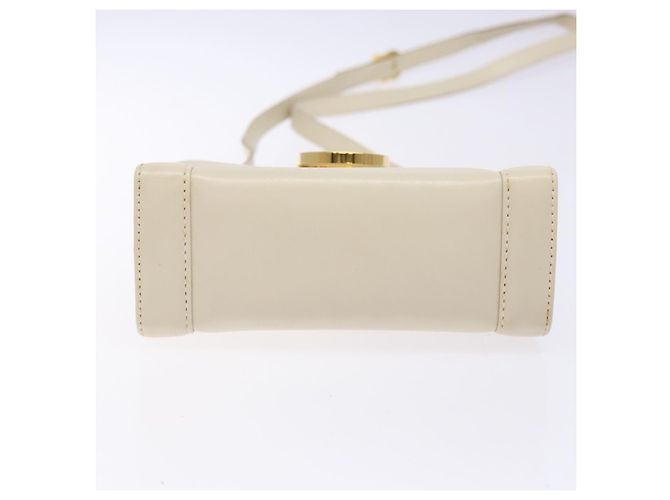 Borsa a Spalla Gancini in Pelle Bianca e Oro Salvatore Ferragamo Auth gh505 Bianco D'oro - vista 5