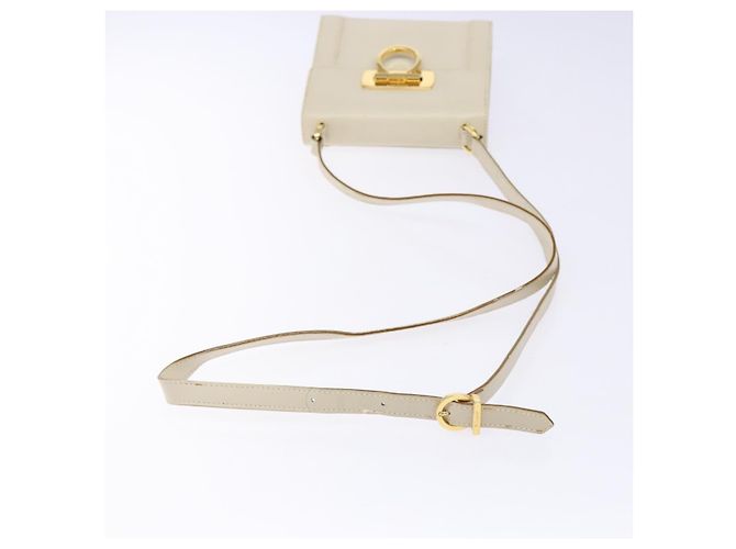 Borsa a Spalla Gancini in Pelle Bianca e Oro Salvatore Ferragamo Auth gh505 Bianco D'oro - vista 7