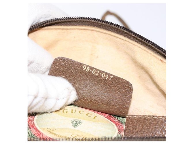 Gucci Borsa GG Supreme Web Sherry Line in PVC beige e oro 98 02 047 Auth fm4861 D'oro - vista 12