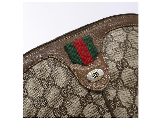 Gucci Borsa GG Supreme Web Sherry Line in PVC beige e oro 98 02 047 Auth fm4861 D'oro - vista 19