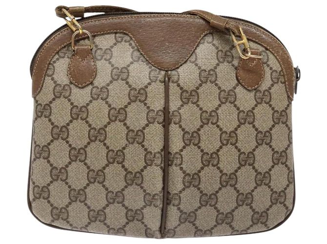Gucci Borsa GG Supreme Web Sherry Line in PVC beige e oro 98 02 047 Auth fm4861 D'oro - vista 2