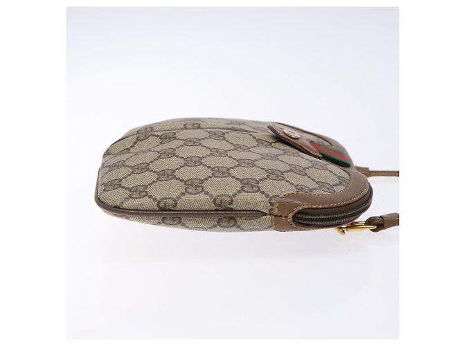 Gucci Borsa GG Supreme Web Sherry Line in PVC beige e oro 98 02 047 Auth fm4861 D'oro - vista 3