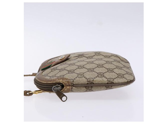 Gucci Borsa GG Supreme Web Sherry Line in PVC beige e oro 98 02 047 Auth fm4861 D'oro - vista 4