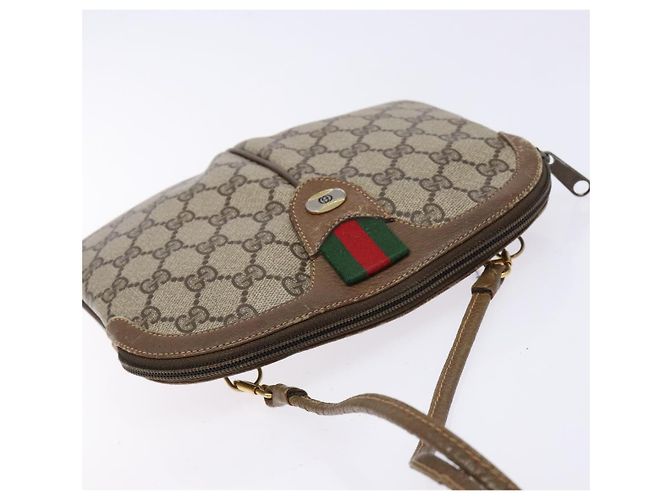 Gucci Borsa GG Supreme Web Sherry Line in PVC beige e oro 98 02 047 Auth fm4861 D'oro - vista 6