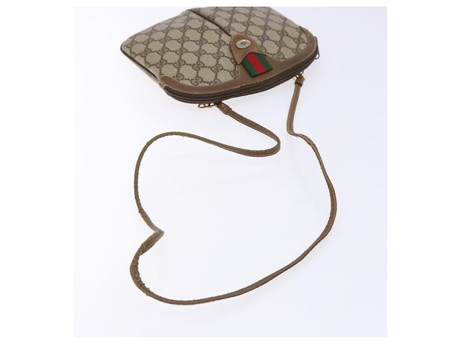 Gucci Borsa GG Supreme Web Sherry Line in PVC beige e oro 98 02 047 Auth fm4861 D'oro - vista 7