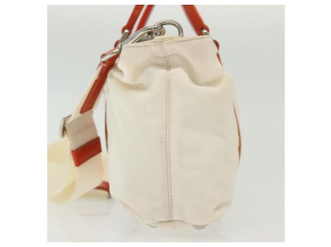 PRADA Borsa a Mano Nylon 2 vie Bianco Argento Auth ti3400 - vista 3