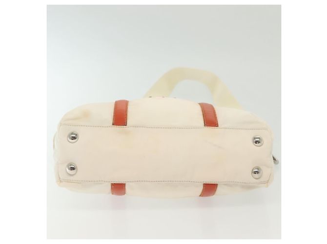 PRADA Borsa a Mano Nylon 2 vie Bianco Argento Auth ti3400 - vista 5