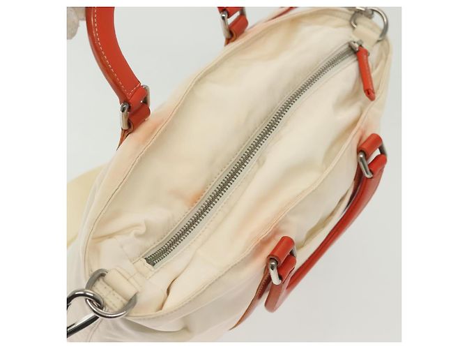 PRADA Borsa a Mano Nylon 2 vie Bianco Argento Auth ti3400 - vista 6