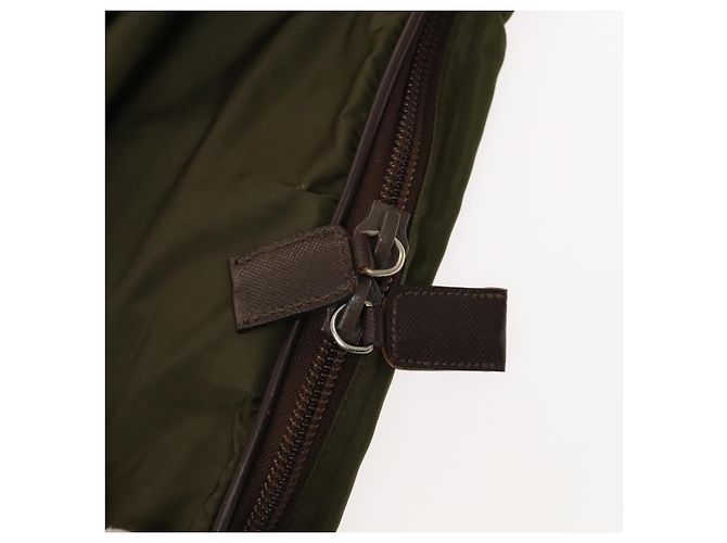 PRADA Funda para prendas de nylon caqui plata Auth bs28697 - vista 10