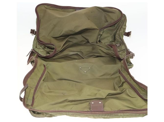 PRADA Funda para prendas de nylon caqui plata Auth bs28697 - vista 11