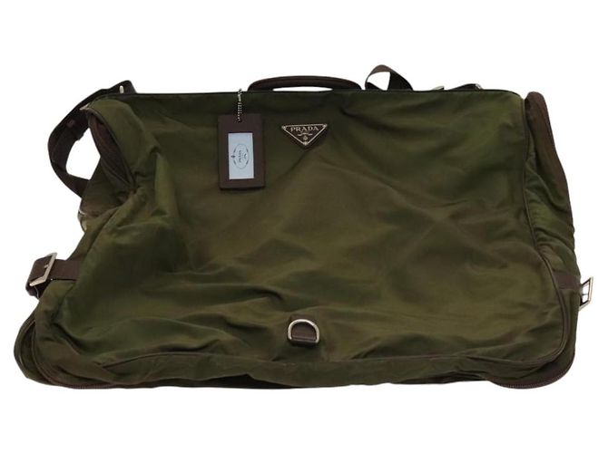 PRADA Funda para prendas de nylon caqui plata Auth bs28697 - vista 13