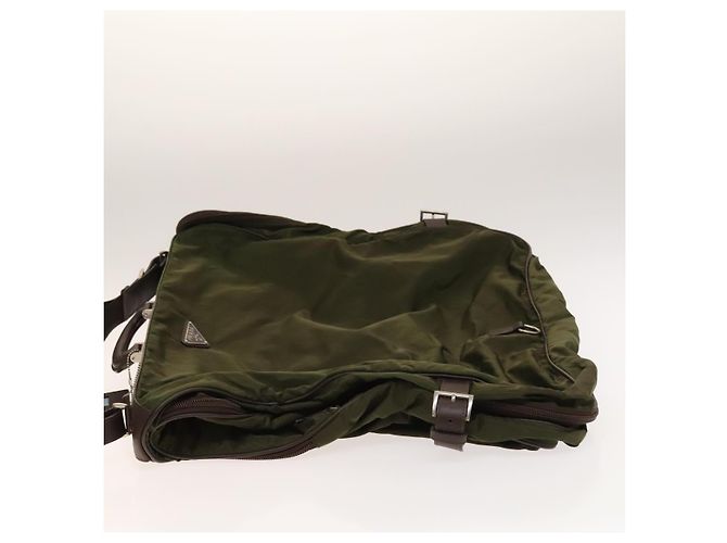 PRADA Funda para prendas de nylon caqui plata Auth bs28697 - vista 4