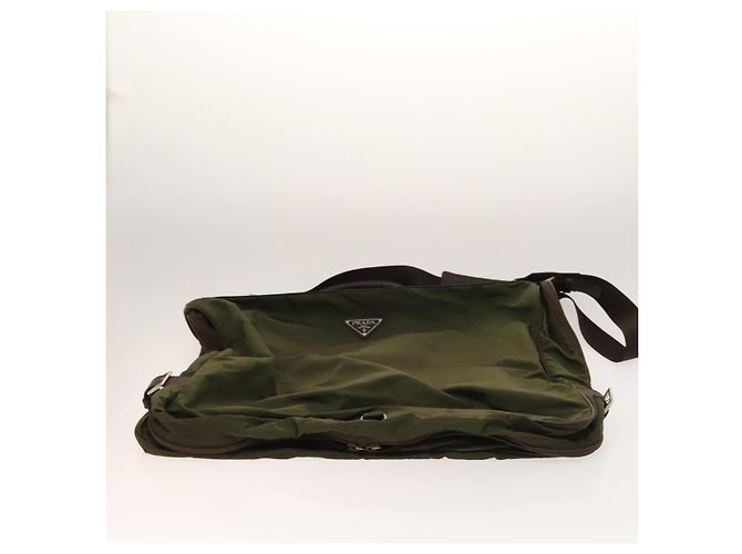 PRADA Funda para prendas de nylon caqui plata Auth bs28697 - vista 5