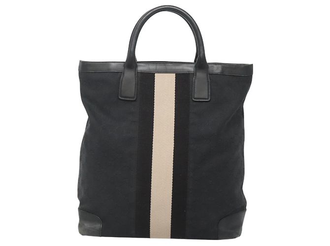 Bolsa de Mão Gucci GG Canvas Sherry Line Preto Prata 002 1093 Auth ep10440 - vista 13