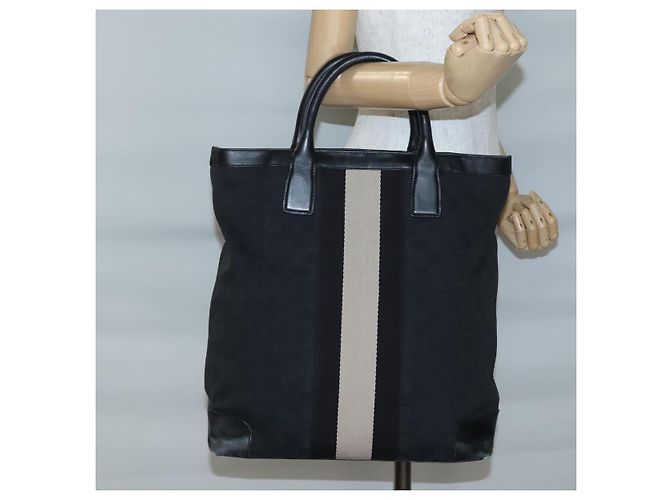 Bolsa de Mão Gucci GG Canvas Sherry Line Preto Prata 002 1093 Auth ep10440 - vista 21