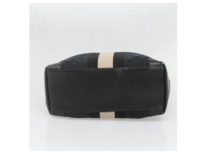 Bolsa de Mão Gucci GG Canvas Sherry Line Preto Prata 002 1093 Auth ep10440 - vista 5