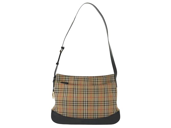 Autre Marque Borsa a Spalla Burberrys Nova Check in Tela e Pelle Beige Oro Auth gh639 D'oro - vista 13