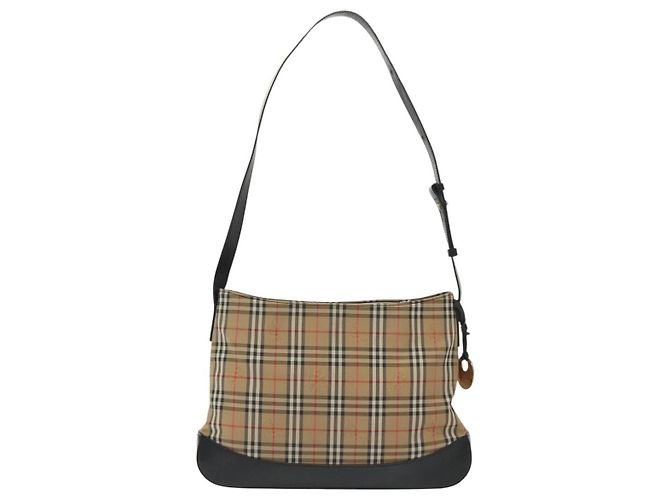Autre Marque Borsa a Spalla Burberrys Nova Check in Tela e Pelle Beige Oro Auth gh639 D'oro - vista 2