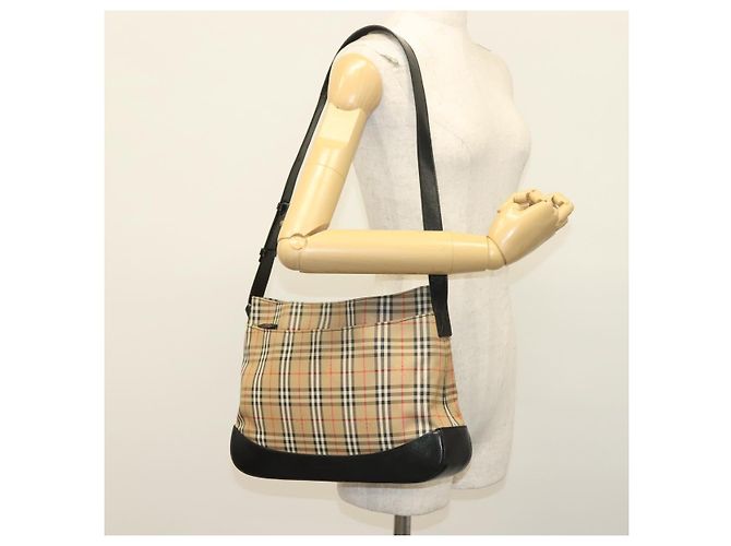 Autre Marque Borsa a Spalla Burberrys Nova Check in Tela e Pelle Beige Oro Auth gh639 D'oro - vista 20