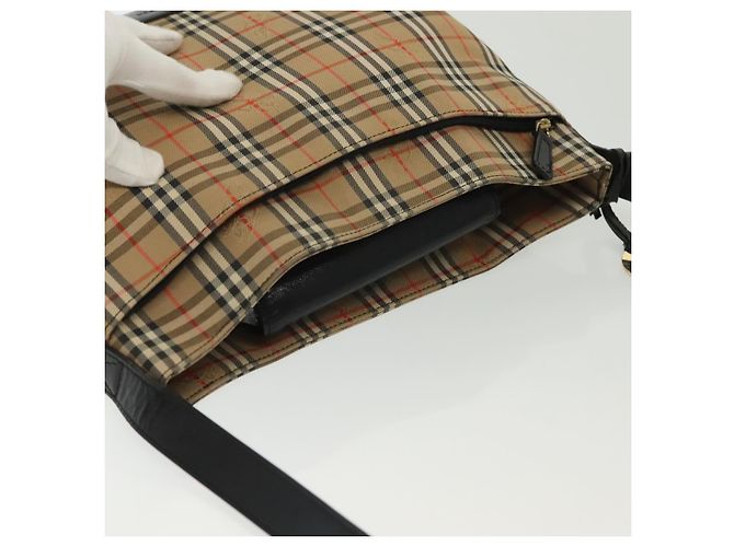 Autre Marque Borsa a Spalla Burberrys Nova Check in Tela e Pelle Beige Oro Auth gh639 D'oro - vista 6