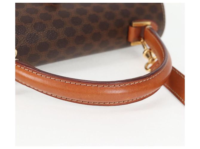 Céline CELINE Macadam Canvas Hand Bag PVC Leather 2way Brown Gold Auth ki5899 Golden - view 14