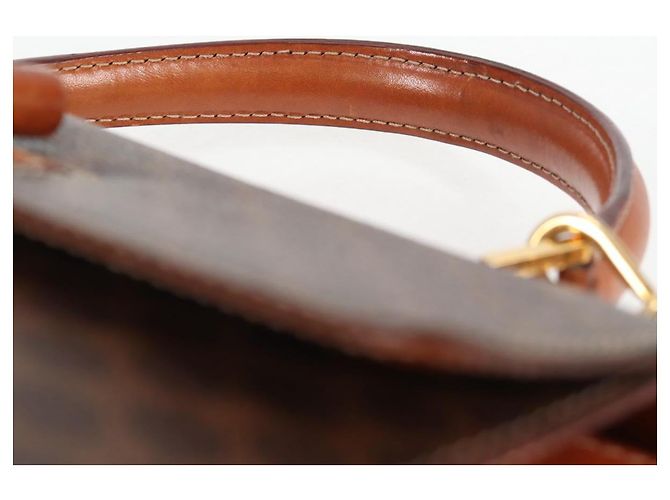 Céline CELINE Macadam Canvas Hand Bag PVC Leather 2way Brown Gold Auth ki5899 Golden - view 15