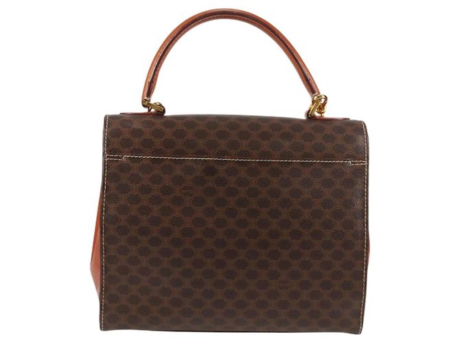 Céline CELINE Macadam Canvas Hand Bag PVC Leather 2way Brown Gold Auth ki5899 Golden - view 2