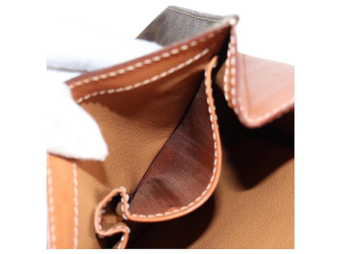 Céline CELINE Macadam Canvas Hand Bag PVC Leather 2way Brown Gold Auth ki5899 Golden - view 28