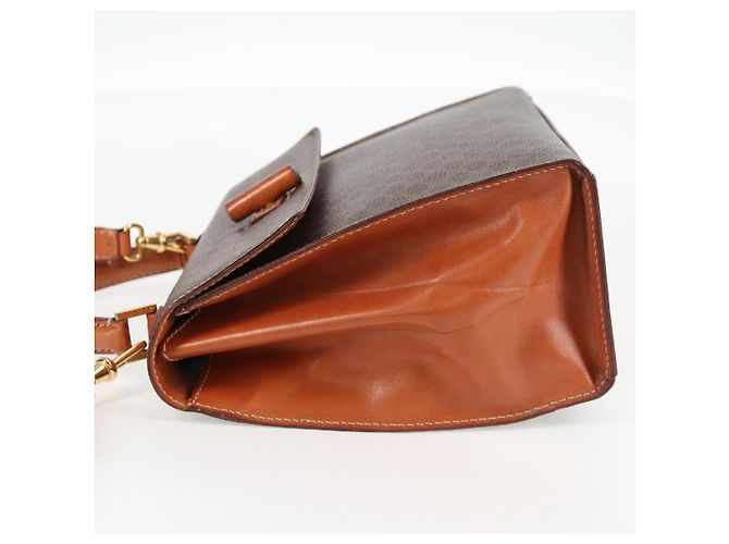 Céline CELINE Macadam Canvas Hand Bag PVC Leather 2way Brown Gold Auth ki5899 Golden - view 3