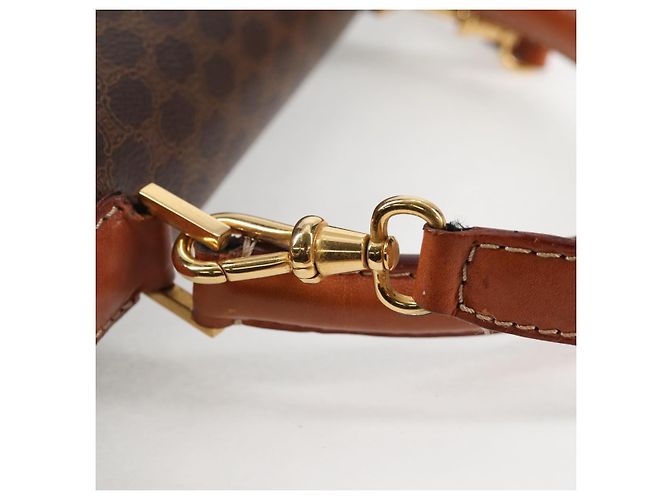 Céline CELINE Macadam Canvas Hand Bag PVC Leather 2way Brown Gold Auth ki5899 Golden - view 9