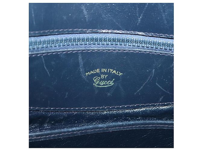 Borsa a Spalla GUCCI Camoscio Blu Navy Oro Auth ep10549 D'oro - vista 10