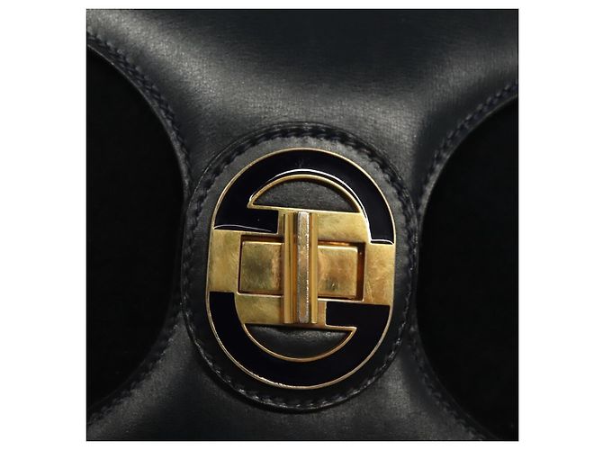 Borsa a Spalla GUCCI Camoscio Blu Navy Oro Auth ep10549 D'oro - vista 18