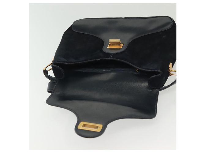 Borsa a Spalla GUCCI Camoscio Blu Navy Oro Auth ep10549 D'oro - vista 19
