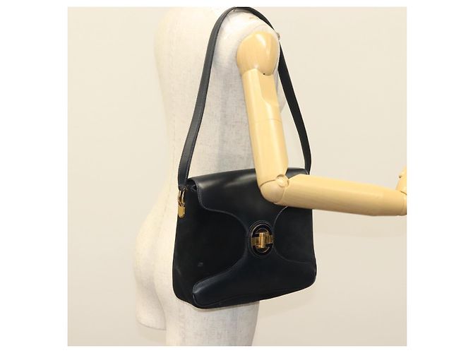 Borsa a Spalla GUCCI Camoscio Blu Navy Oro Auth ep10549 D'oro - vista 23