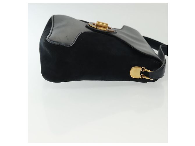 Borsa a Spalla GUCCI Camoscio Blu Navy Oro Auth ep10549 D'oro - vista 3