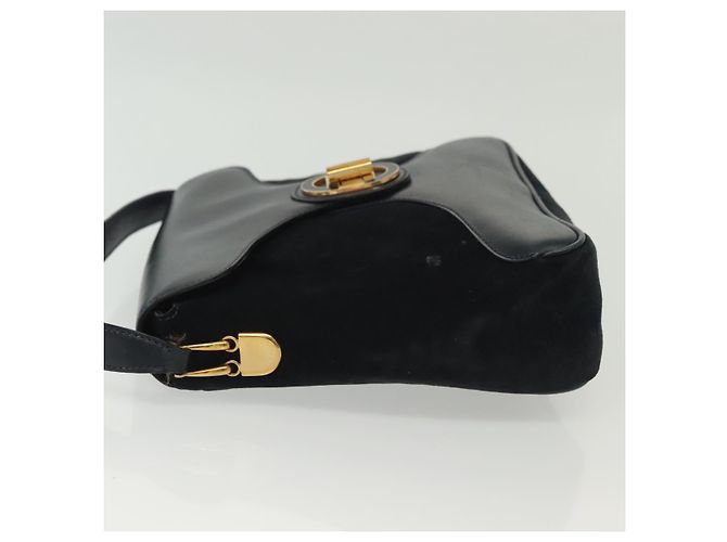 Borsa a Spalla GUCCI Camoscio Blu Navy Oro Auth ep10549 D'oro - vista 4