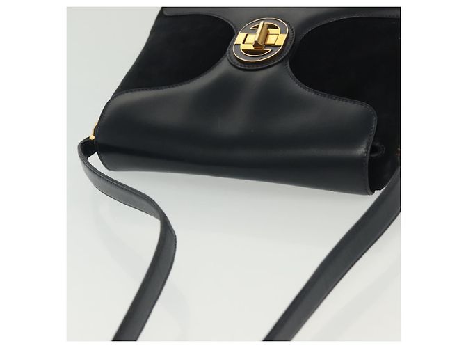 Borsa a Spalla GUCCI Camoscio Blu Navy Oro Auth ep10549 D'oro - vista 6
