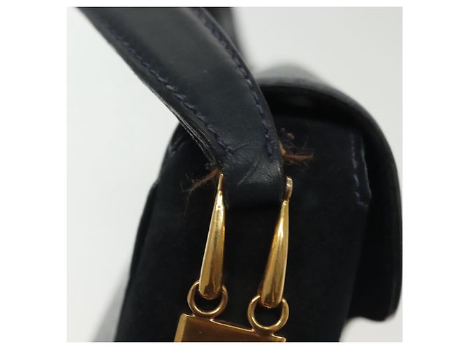 Borsa a Spalla GUCCI Camoscio Blu Navy Oro Auth ep10549 D'oro - vista 9
