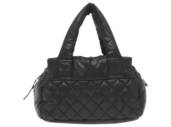 CHANEL Borsa a Mano Cococoon Nylon Nero Argento CC Auth BA5555 - vista 13